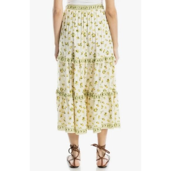 💕MAX STUDIO💕 Ruffle Tiered Midi Skirt ~ Natural Lemon Harvest XL NWT - Picture 4 of 14